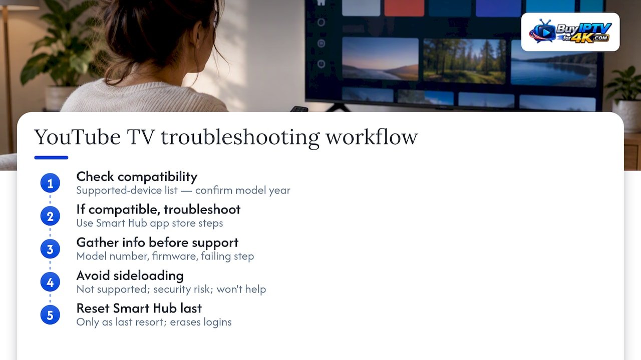 Smart TV compatibility-first troubleshooting workflow